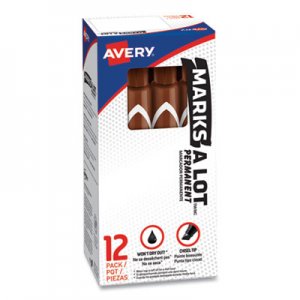 Avery Marks-A-Lot Large Desk-Style Permanent Marker, Chisel Tip, Brown, Dozen AVE08881 08881