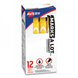 Avery Marks-A-Lot Large Desk-Style Permanent Marker, Chisel Tip, Yellow, Dozen AVE08882 08882