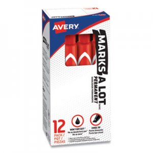 Avery Marks-A-Lot Large Desk-Style Permanent Marker, Chisel Tip, Red, Dozen AVE08887 08887