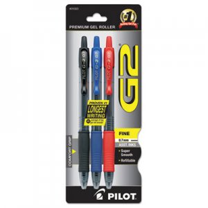 Pilot G2 Premium Retractable Gel Pen, 0.7 mm, Assorted Ink, Smoke Barrel, 3/Pack PIL31023 31023