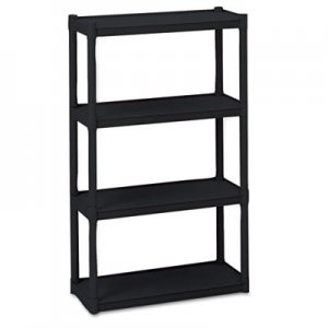 Iceberg Rough N Ready Four-Shelf Open Storage System, Resin, 32w x 13d x 54h, Black ICE20841 20841