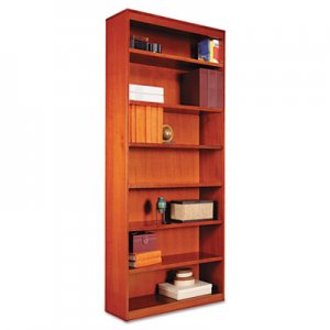 Alera Square Corner Wood Bookcase, Seven-Shelf, 35.63"w x 11.81"d x 83.86"h, Medium Cherry