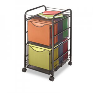 Safco Onyx Mesh Mobile Double File, One-Shelf, 15.75w x 17d x 27h, Black SAF5212BL 5212BL