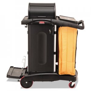 Rubbermaid Commercial High-Security Healthcare Cleaning Cart, 22w x 48.25d x 53.5h, Black RCP9T7500BK FG9T7500BLA