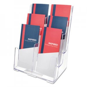 deflecto 6-Compartment DocuHolder, Leaflet Size, 9.63w x 6.25d x 12.63h, Clear DEF77401 77401