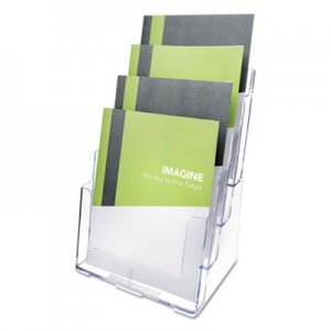 deflecto 4-Compartment DocuHolder, Magazine Size, 9.38w x 7d x 13.63h, Clear DEF77441 77441