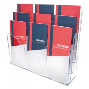 deflecto 3-Tier Document Organizer w/6 Removable Dividers, 14w x 3.5d x 11.5h, Clear DEF47631 47631