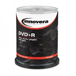 Innovera DVD+R Discs, 4.7GB, 16x, Spindle, Silver, 100/Pack IVR46891