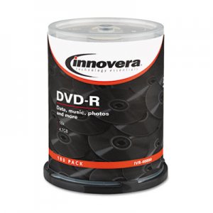 Innovera DVD-R Discs, 4.7GB, 16x, Spindle, Silver, 100/Pack IVR46890