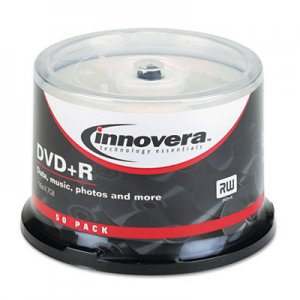 Innovera DVD+R Discs, 4.7GB, 16x, Spindle, Silver, 50/Pack IVR46851
