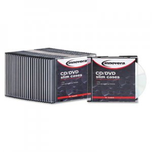 Innovera CD/DVD Polystyrene Thin Line Storage Case, Clear, 25/Pack IVR85825