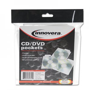 Innovera CD/DVD Pockets, 25/Pack IVR39701