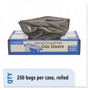 Stout by Envision Total Recycled Content Plastic Trash Bags, 10 gal, 1 mil, 24" x 24", Brown/Black, 250/Carton