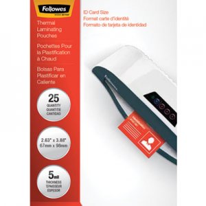 Fellowes Laminating Pouches, 5 mil, 3.88" x 2.63", Gloss Clear, 25/Pack FEL52007 52007