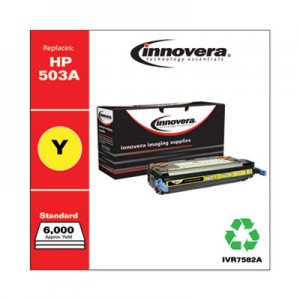 Innovera Remanufactured Yellow Toner, Replacement for HP 503A (Q7582A), 6,000 Page-Yield IVR7582A