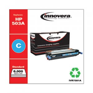 Innovera Remanufactured Cyan Toner, Replacement for HP 503A (Q7581A), 6,000 Page-Yield IVR7581A