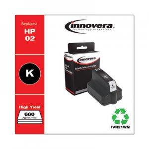 Innovera Remanufactured Black Ink, Replacement for HP 02 (C8721WN), 660 Page-Yield IVR21WN