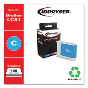 Innovera Remanufactured Cyan Ink, Replacement for Brother LC51C, 400 Page-Yield IVR20051C