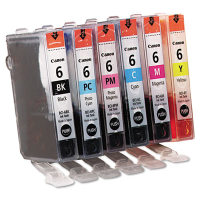 Canon (BCI-6) Ink, 370 Page-Yield, 6/Pack, Assorted 4705A018 CNM4705A018