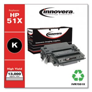 Innovera Remanufactured Black High-Yield Toner, Replacement for HP 51X (Q7551X), 13,000 Page-Yield IVR7551X