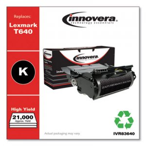 Innovera Remanufactured Black High-Yield Toner, Replacement for Lexmark T640, 21,000 Page-Yield IVR83640