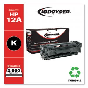 Innovera Remanufactured Black Toner, Replacement for HP 12A (Q2612A), 2,000 Page-Yield IVR83012