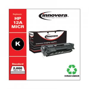 Innovera Remanufactured Black MICR Toner, Replacement for HP 12AM (Q2612AM), 2,000 Page-Yield IVR2612MICR