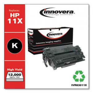 Innovera Remanufactured Black High-Yield Toner, Replacement for HP 11X (Q6511X), 12,000 Page-Yield IVR83011X