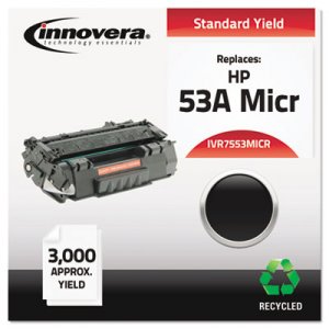 Innovera Remanufactured Black MICR Toner, Replacement for HP 53AM (Q7553AM), 3,000 Page-Yield IVR7553MICR
