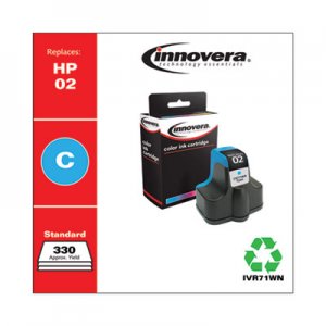 Innovera Remanufactured Cyan Ink, Replacement for HP 02 (C8771WN), 400 Page-Yield IVR71WN