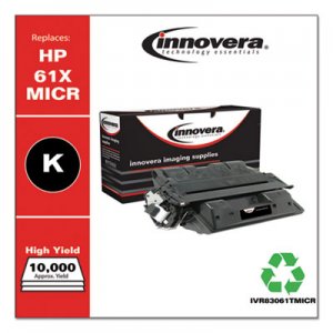 Innovera Remanufactured Black High-Yield MICR Toner, Replacement for HP 61XM (C8061XM), 10,000 Page-Yield IVR83061TMICR