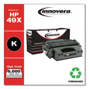 Innovera Remanufactured Black High-Yield Toner, Replacement for HP 49X (Q5949X), 6,000 Page-Yield IVR83049X