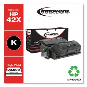 Innovera Remanufactured Black High-Yield Toner, Replacement for HP 42X (Q5942X), 20,000 Page-Yield IVR83042X