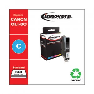 Innovera Remanufactured Cyan Ink, Replacement for Canon CLI8C (0621B002), 640 Page-Yield IVRCLI8C