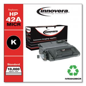Innovera Remanufactured Black MICR Toner, Replacement for HP 42AM (Q5942AM), 10,000 Page-Yield IVR5942MICR