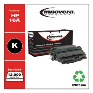 Innovera Remanufactured Black Toner, Replacement for HP 16A (Q7516A), 12,000 Page-Yield IVR7516A