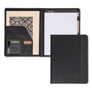 Samsill Slimline Padfolio, Leather-Look/Faux Reptile Trim, Writing Pad, Black SAM71220 71220