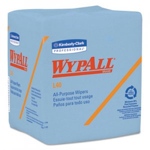 WypAll L40 Wiper, 1/4 Fold, Blue, 12 1/2 x 12, 56/Box, 12 Boxes/Carton KCC05776 5776