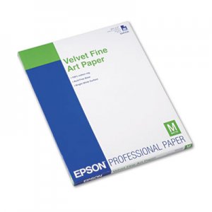 Epson Velvet Fine Art Paper, 8-1/2 x 11, White, 20 Sheets/Pack EPSS041636 S041636