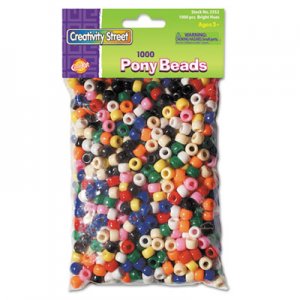 Creativity Street Pony Beads, Plastic, 6 mm x 9 mm, Assorted Colors, 1,000/Set CKC3552 3552