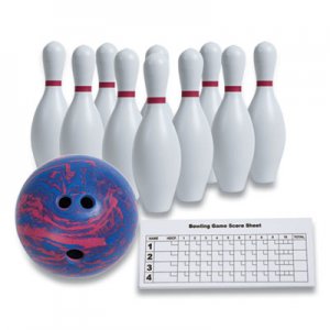 Champion Sports Bowling Set, Plastic/Rubber, White, 1 Ball/10 Pins/Set CSIBPSET BPSET