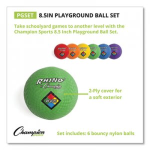 Champion Sports Playground Ball Set, Nylon, Assorted Colors, 6/Set CSIPGSET PGSET