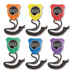 Champion Sports Water-Resistant Stopwatches, 1/100 Second, Assorted Colors, 6/Set CSI910SET 910SET