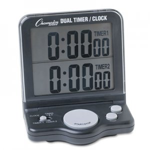 Champion Sports Dual Timer/Clock w/Jumbo Display, LCD, 3 1/2 x 1 x 4 1/2 CSIDC100 DC100