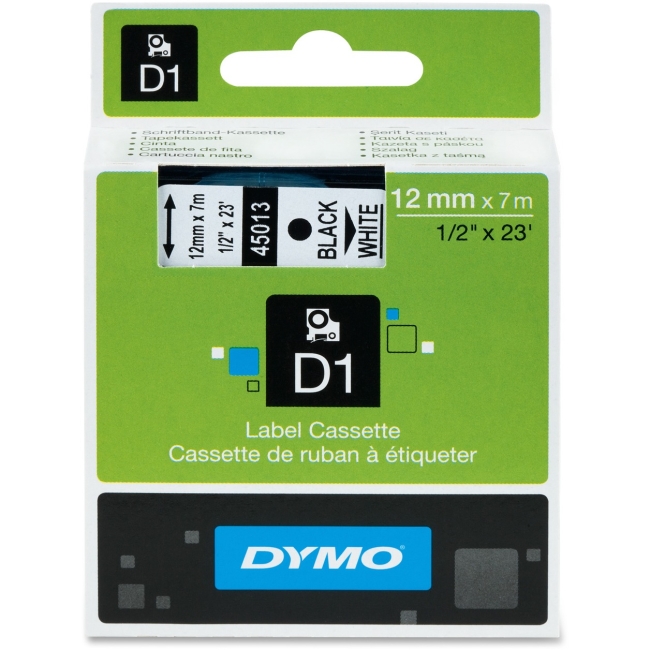Dymo Black on White D1 Label Tape 45013
