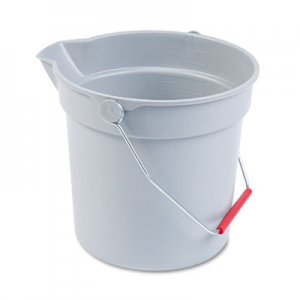 Rubbermaid Commercial 10 Quart Plastic Utility Pail, 10 1/2 Diameter x 10 1/4h, Gray Plastic RCP296300GY FG296300GRAY