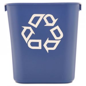 Rubbermaid Commercial Small Deskside Recycling Container, Rectangular, Plastic, 13.63 qt, Blue RCP295573BE FG295573BLUE