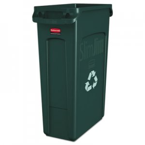 Rubbermaid Commercial Slim Jim Recycling Container with Venting Channels, Plastic, 23 gal, Green RCP354007GN FG354007GRN