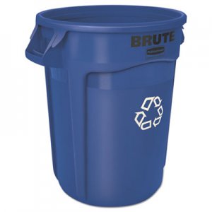 Rubbermaid Commercial Brute Recycling Container, Round, 32 gal, Blue RCP263273BE FG263273BLUE