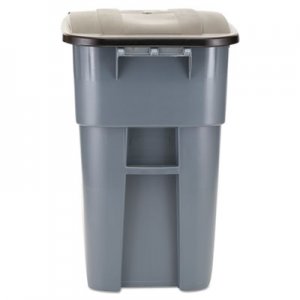Rubbermaid Commercial Brute Rollout Container, Square, Plastic, 50 gal, Gray RCP9W27GY FG9W2700GRAY